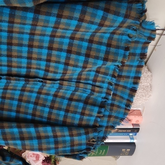 One 24 Rags Flannel Button Down Plaid Shirt Small Raw Hem Oversized Fall - Picture 4 of 12